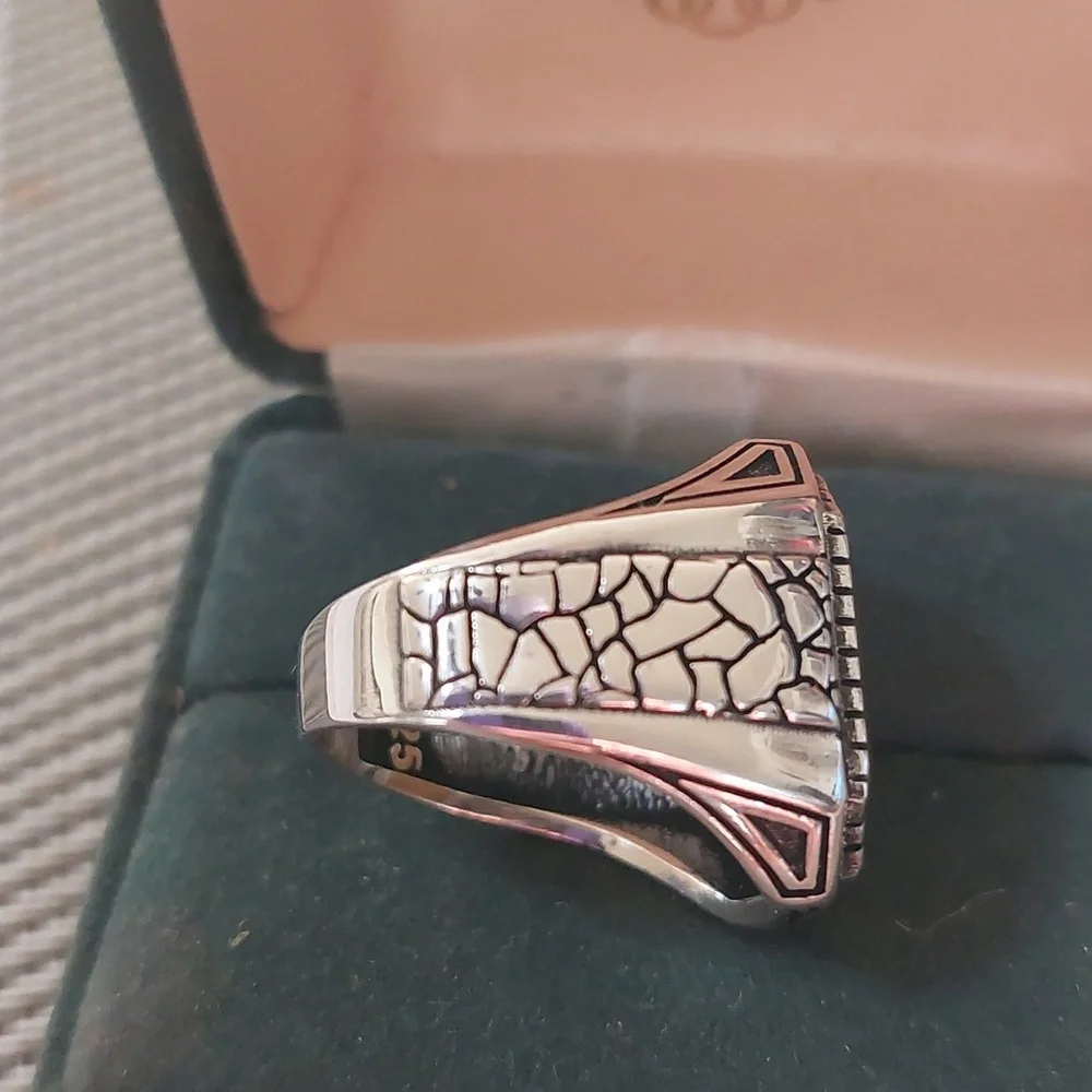 Sterling Silver Men's Tiger Eye Ring sz9 Oxidized